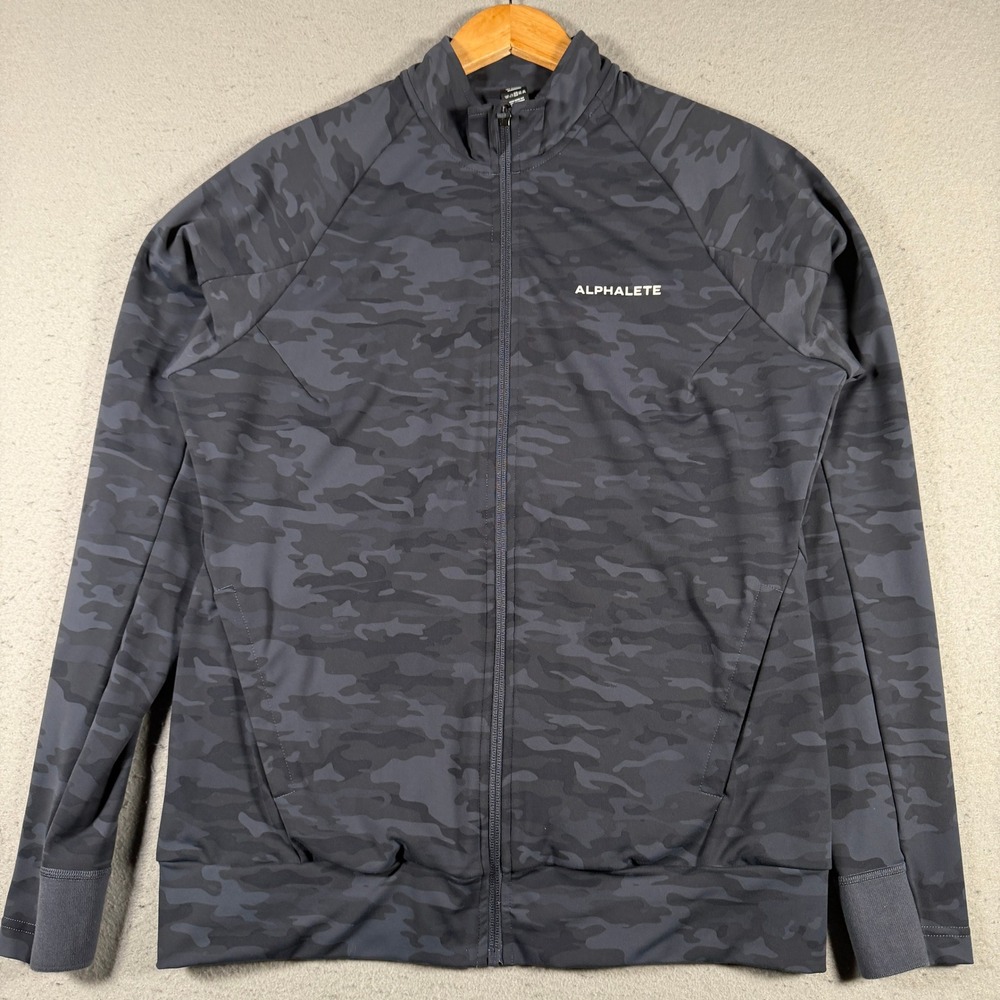 Alphalete Premium Camo Track Jacket Full Zip Mens Size M Athletic Gym‎ Workout